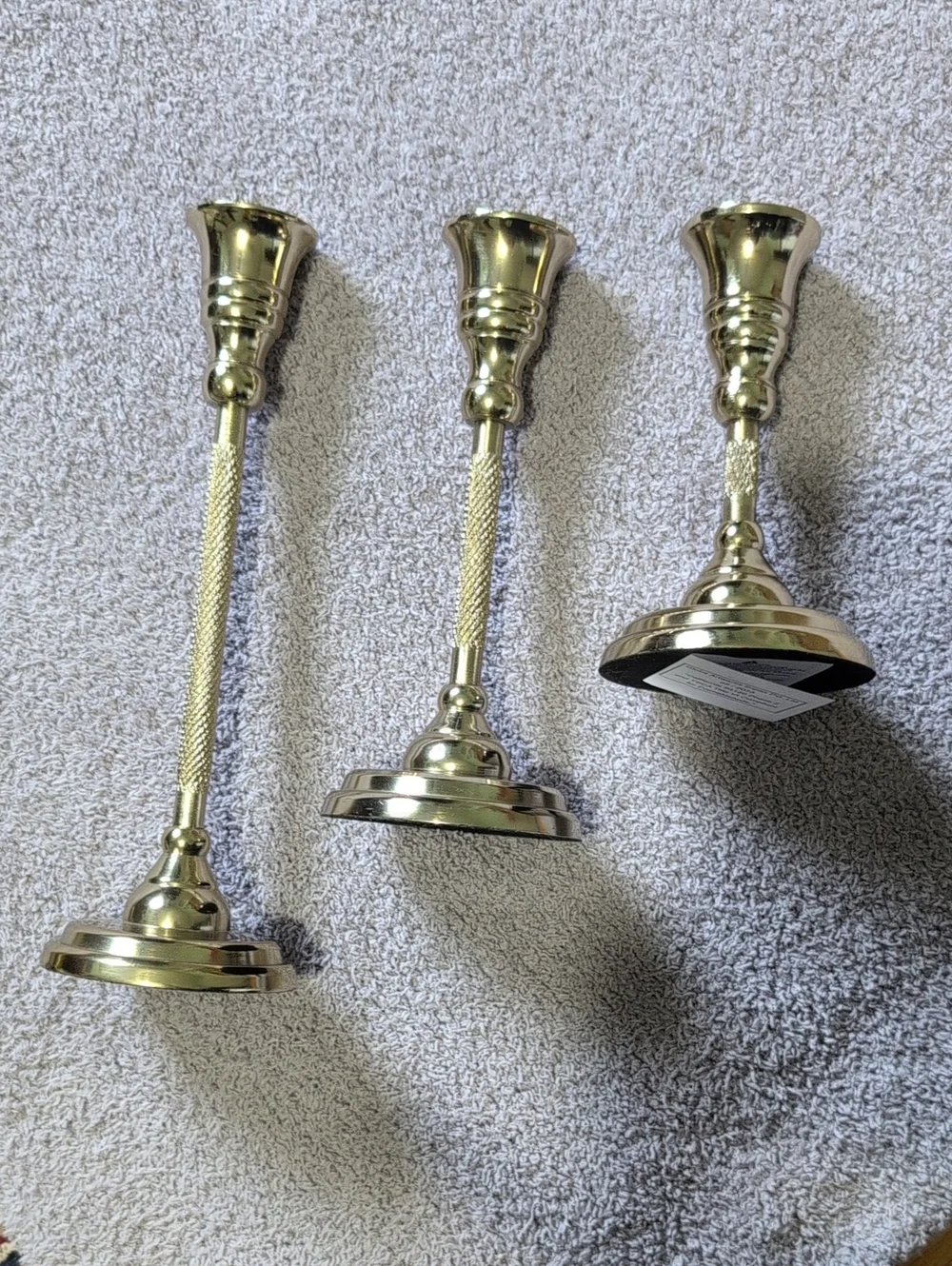 Gold Finish Taper Candlestick Holders - Set of 3